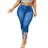 Casual Jeans Suit Women Denim Two Pieces Set Blue Long Sleeve Jeans Top&Long Pants Slim Tracksuit Outfits 2021 Spring Autumn OL