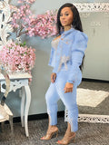 Casual Jeans Suit Women Denim Two Pieces Set Blue Long Sleeve Jeans Top&Long Pants Slim Tracksuit Outfits 2021 Spring Autumn OL