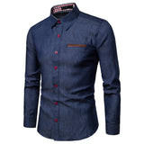NEGIZBER 2020 Autumn Mens Jeans Shirt Solid Slim Fit Long Sleeve Jeans Shirt Men Top Quality 100% Cotton Denim Jeans Men Shirts