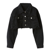Ordifree 2021 Autumn Women Denim Jacket Long Sleeve Fashion Streetwear Casual Loose Outwear Short Ripped Jeans Jacket Coat