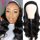 Headband Wig Human Hair Brazilian Body Wave human Hair Wig Full Machine Made Wig For Black Women Wavy Human Hair Wigs