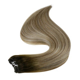 Full Shine Weft Human Hair Extension Balayage Color 100g Sew In Bundles Silky Straight Human Hair Machine Remy Skin Double Weft