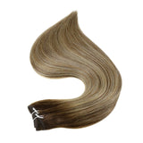 Full Shine Weft Human Hair Extension Balayage Color 100g Sew In Bundles Silky Straight Human Hair Machine Remy Skin Double Weft