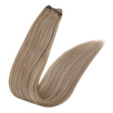 Full Shine Weft Human Hair Extension Balayage Color 100g Sew In Bundles Silky Straight Human Hair Machine Remy Skin Double Weft