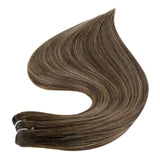 Full Shine Weft Human Hair Extension Balayage Color 100g Sew In Bundles Silky Straight Human Hair Machine Remy Skin Double Weft