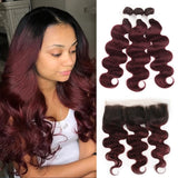 Ombre Brown Bundles With Frontal 13x4 SOKU Brazilian Body Wave Hair Bundles With Closure Non-Remy Human Hair Weave Bundles