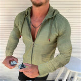 Men Hooded Grid Shirt Men's Cardigan Zipper Casual Shirt Long Sleeve Formal Dress Shirts Men Hawaii Vacation Jogging Shirt