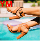 Sexy 2020 High Heels Evening Pumps Spring Cool Buckle Pumps Women Street Ankle Strap Wild Open Toe Shoes Woman Zapatos De Mujer