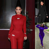 Custom High Waist Tracksuit Casual Solid 2pc Women Set Jogger Skinny Long Sleeve 2 Piece Suit Fall Clothing for Women Ladies
