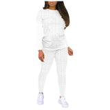 Fashion Women Yoga Set Solid Sportswear Suit 2PC Tracksuit Long Sleeve Sets Matching Elastic Waist Gray Brown Joggers Outfit