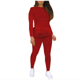 Fashion Women Yoga Set Solid Sportswear Suit 2PC Tracksuit Long Sleeve Sets Matching Elastic Waist Gray Brown Joggers Outfit