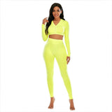 Women Long Sleeve V-Neck Crop Top Pants Sweatsuit Jogger Suits Winter 2PC Sets Pajamas Tracksuit Casual solid Butt  Sportswear