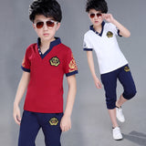 Big Boy Short Sleeve T Shirt+short Pant 2pc Sport Sets Summer Children's Clothing Kids New Summer Boys Clothes Suits 4-13 Ages