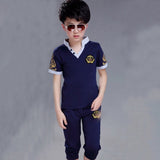 Big Boy Short Sleeve T Shirt+short Pant 2pc Sport Sets Summer Children's Clothing Kids New Summer Boys Clothes Suits 4-13 Ages