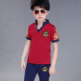 Big Boy Short Sleeve T Shirt+short Pant 2pc Sport Sets Summer Children's Clothing Kids New Summer Boys Clothes Suits 4-13 Ages