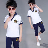 Big Boy Short Sleeve T Shirt+short Pant 2pc Sport Sets Summer Children's Clothing Kids New Summer Boys Clothes Suits 4-13 Ages