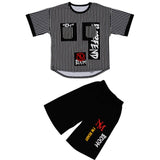 Big Boy Short Sleeve Striped T Shirt + shorts 2pc Sport Sets Summer Children's Clothing Kids New Summer Boys Clothes Suits 3-13Y